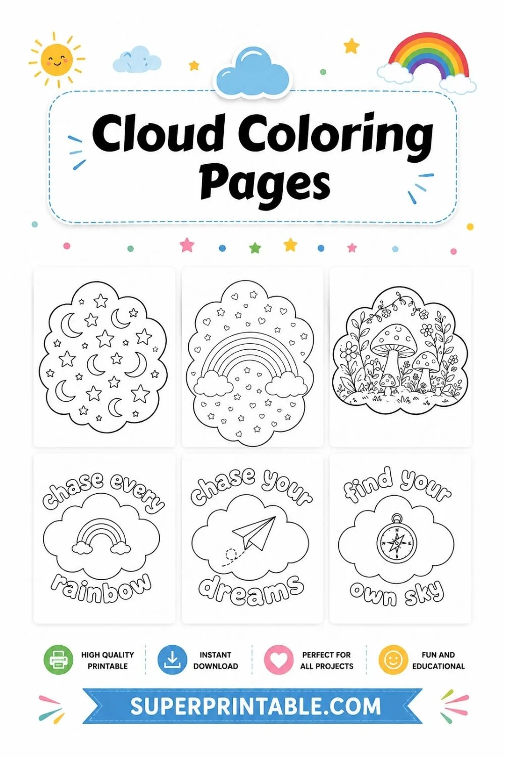 30+ Cloud Coloring Pages Pinterest Image