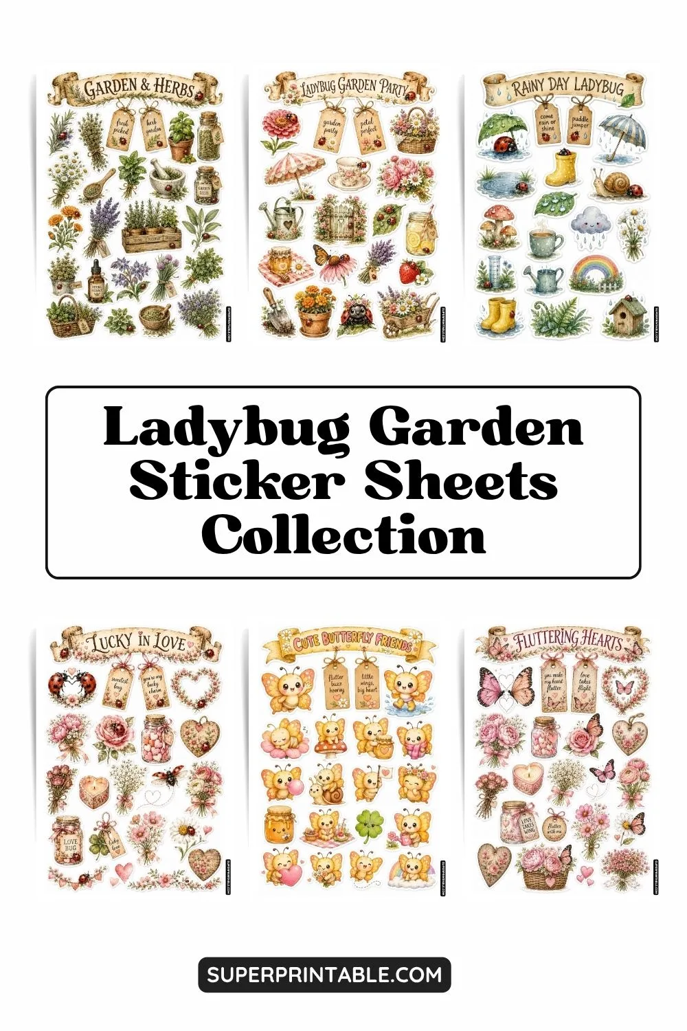 30+ Ladybug Garden Sticker Sheets Collection Pinterest Image