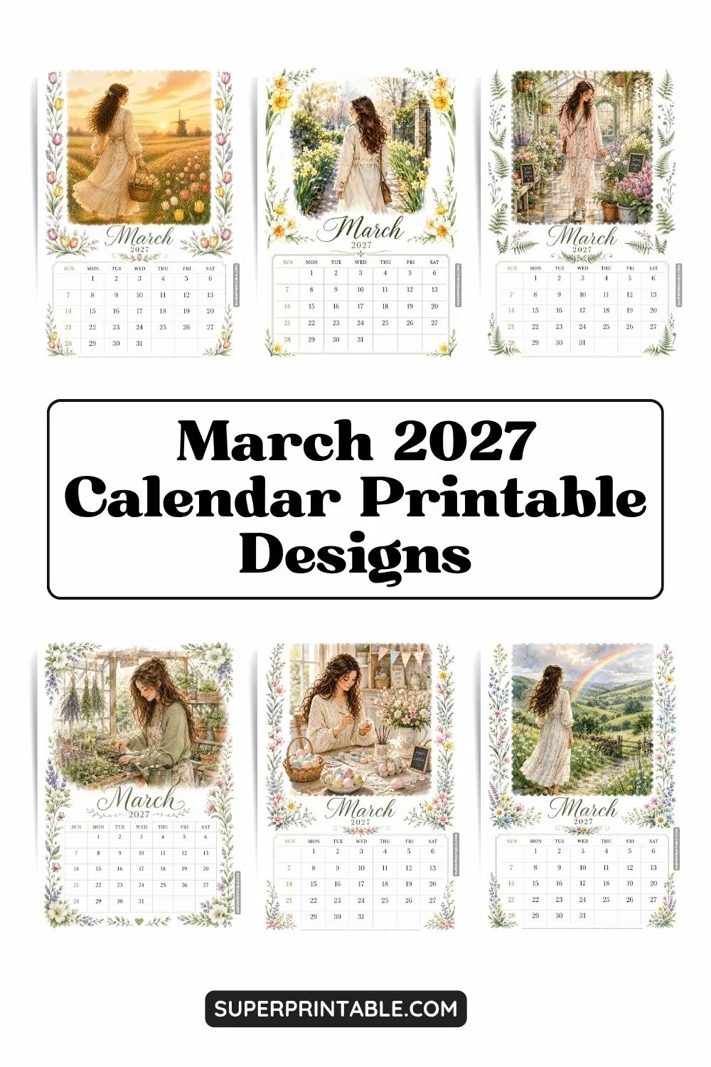 30 March 2027 Calendar Printable Designs Pinterest Image