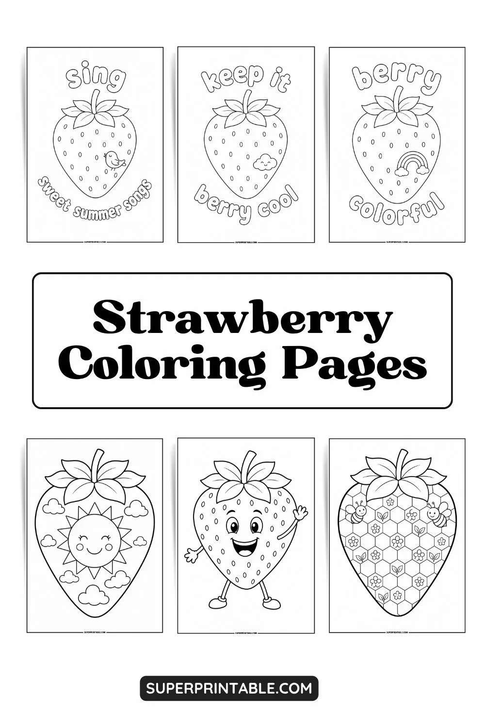 30+ Strawberry Coloring Pages Pinterest Image