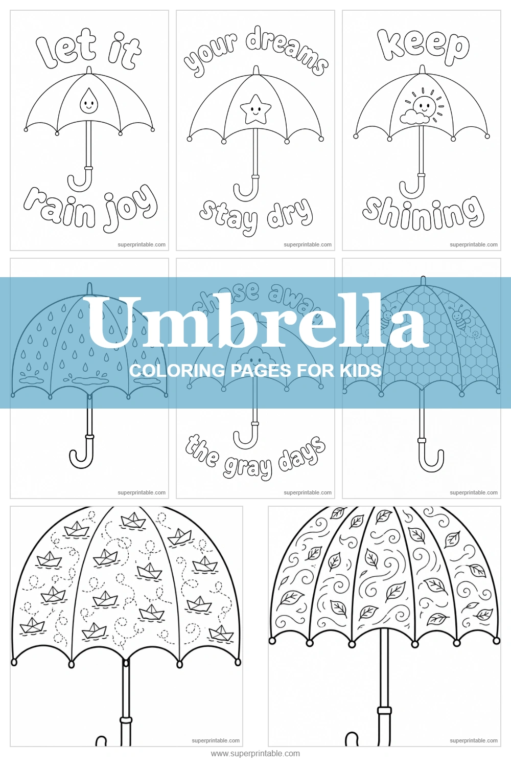 30+ Umbrella Coloing Pages Pinterest Image