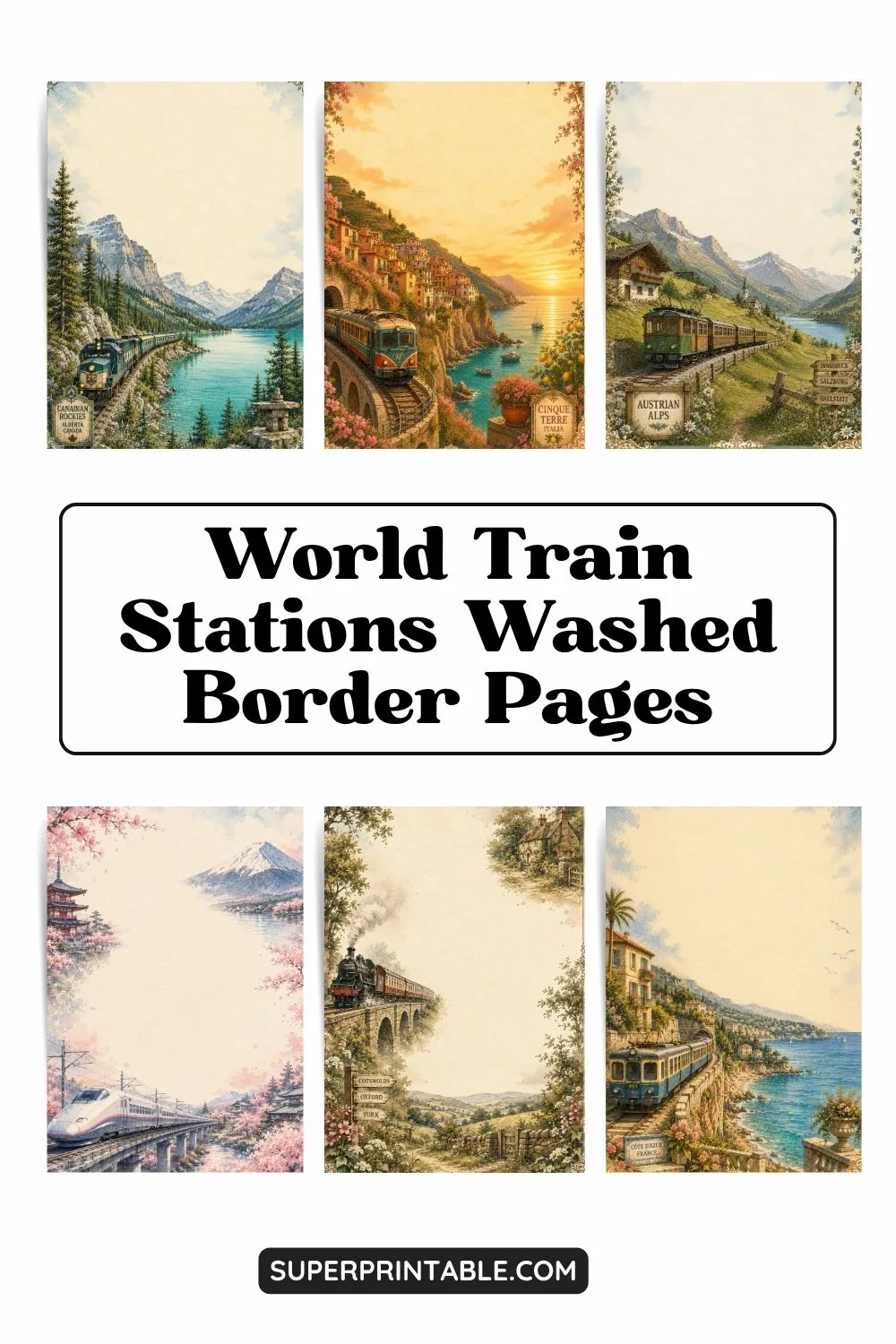 30+ World Train Stations Washed Border Pages Pinterest Image