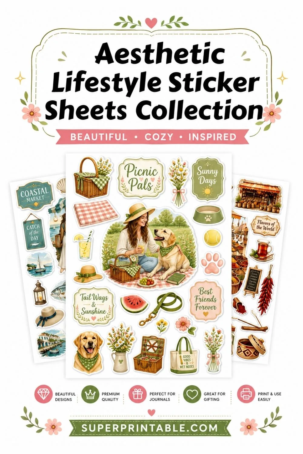 40 Aesthetic Lifestyle Sticker Sheets Collection Pinterest Image