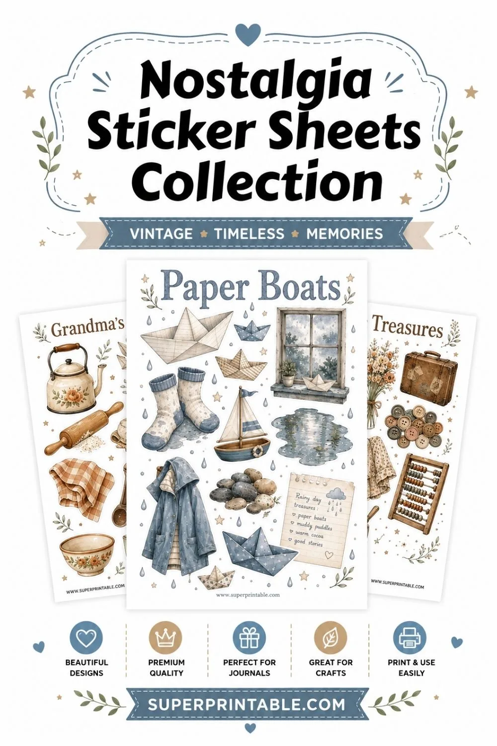40 Nostalgia Sticker Sheets Collection Pinterest Image