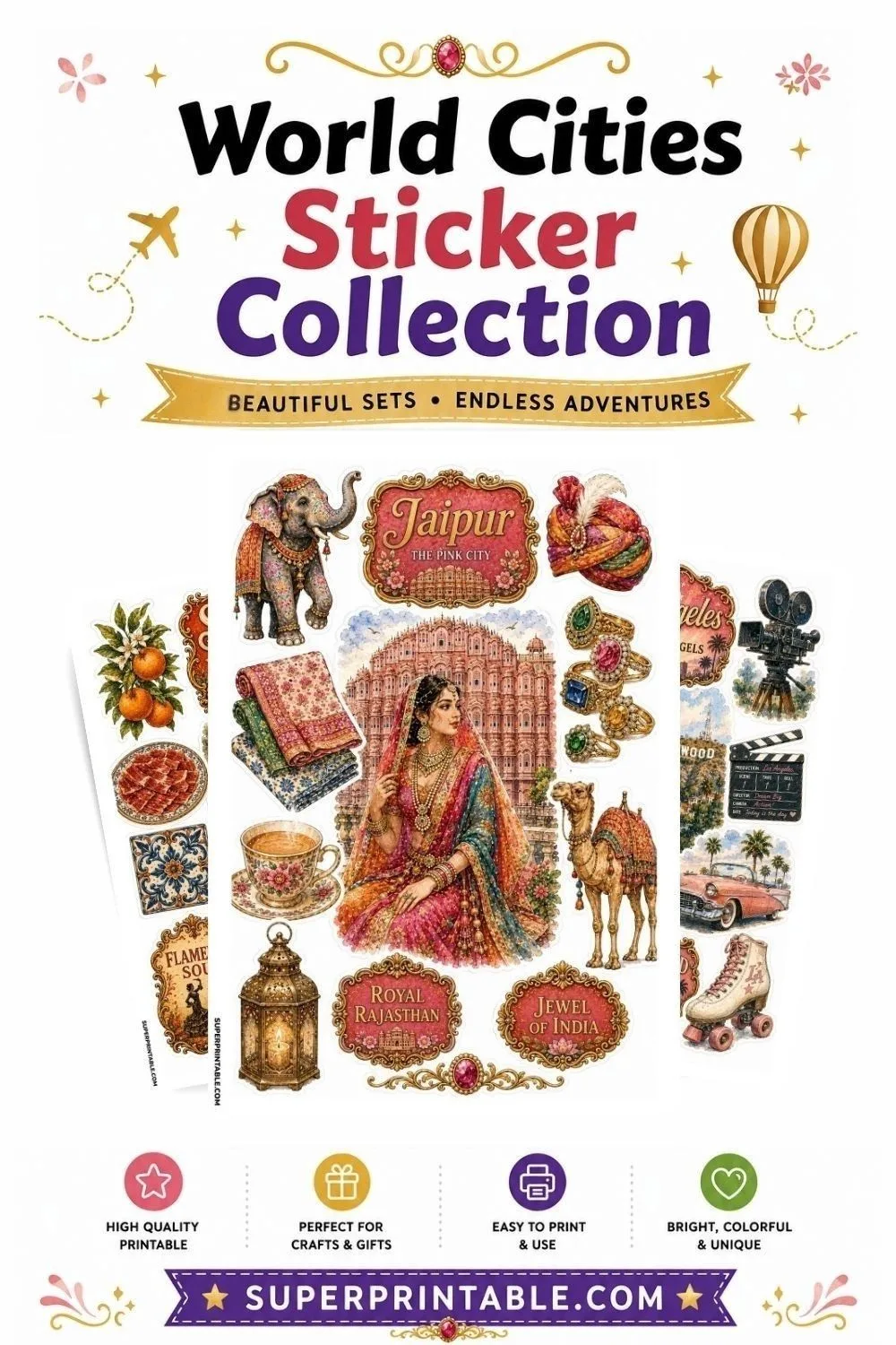 50+ World Cities Sticker Collection Pinterest Image