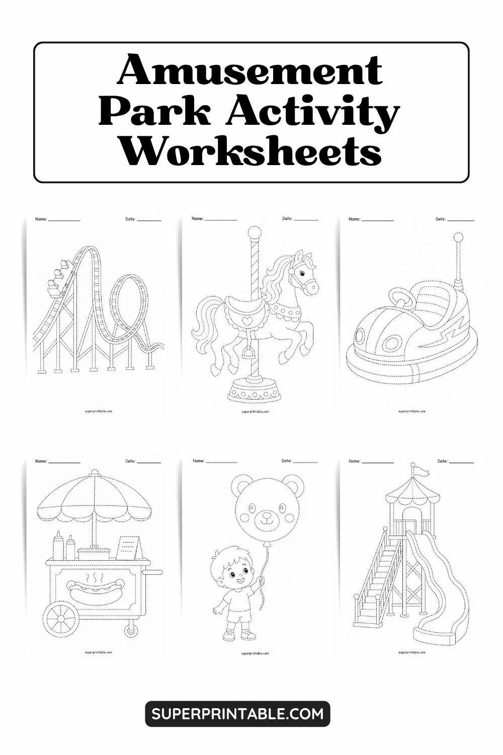 Amusement Park Activity Worksheets Pinterest Image