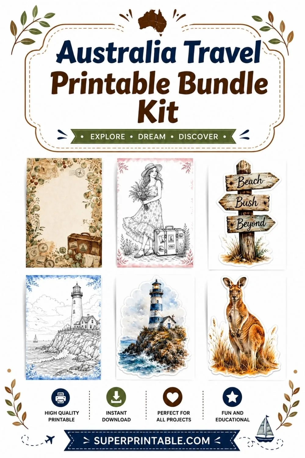 Australia Travel Printable Bundle Kit Pinterest Image