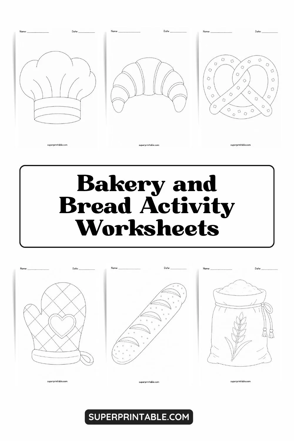 Bakery and Bread Activity Worksheets Pinterest Image