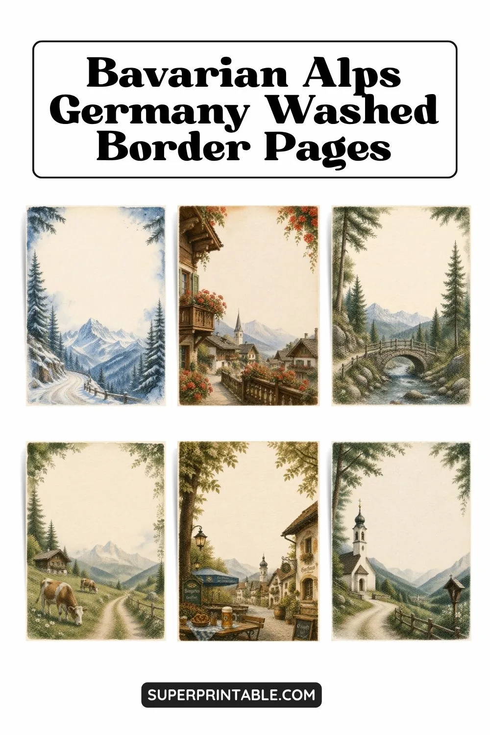 Bavarian Alps Germany Washed Border Pages Pinterest Image
