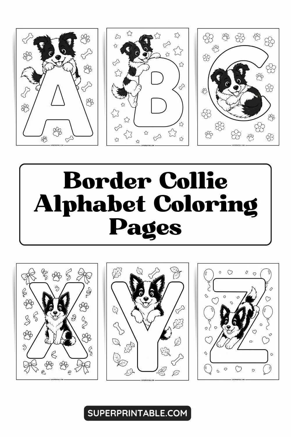 Border Collie Alphabet Coloring Pages Pinterest Image