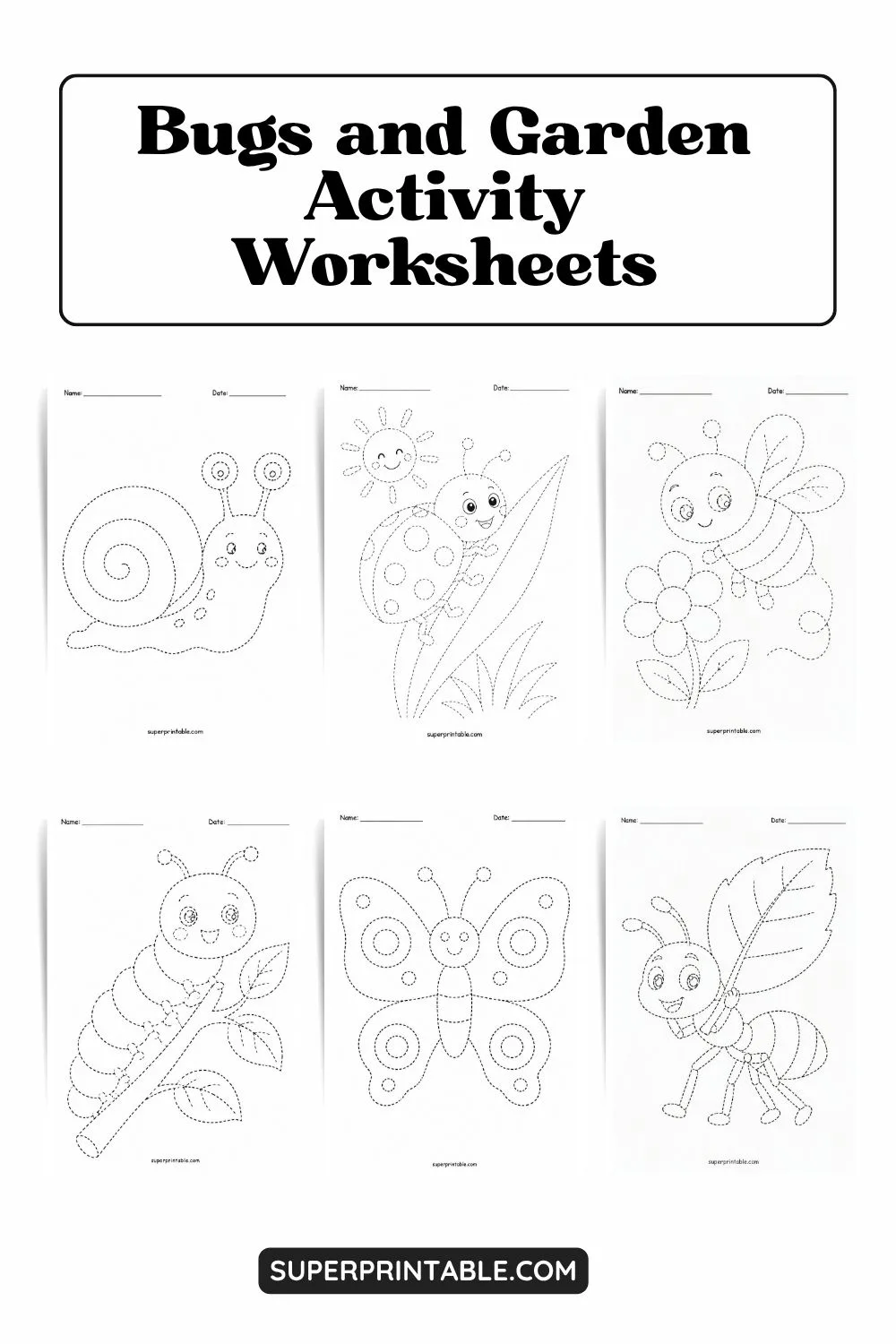 Bugs and Garden Activity Worksheets Pinterest Image