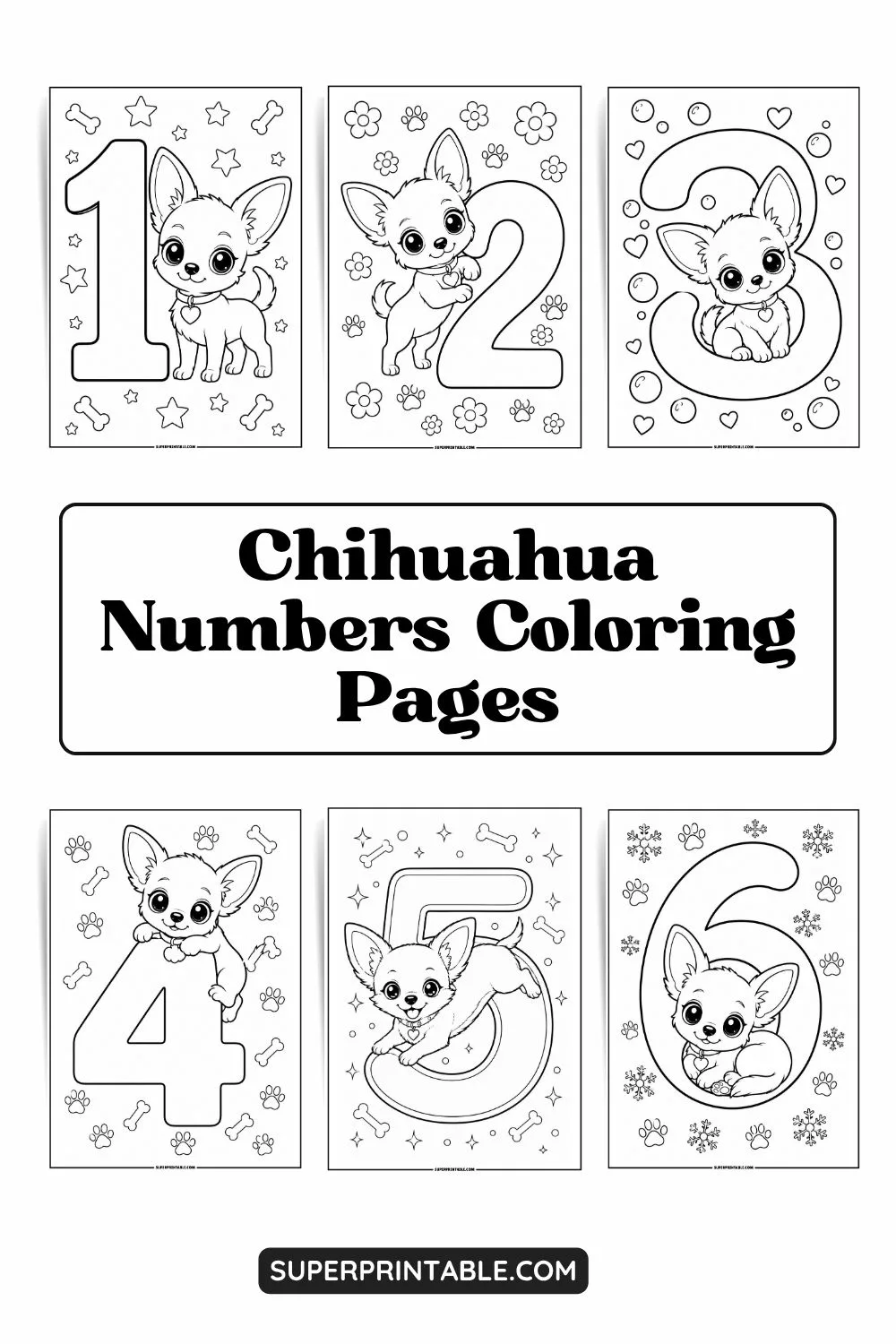 Chihuahua Numbers Coloring Pages Pinterest Image