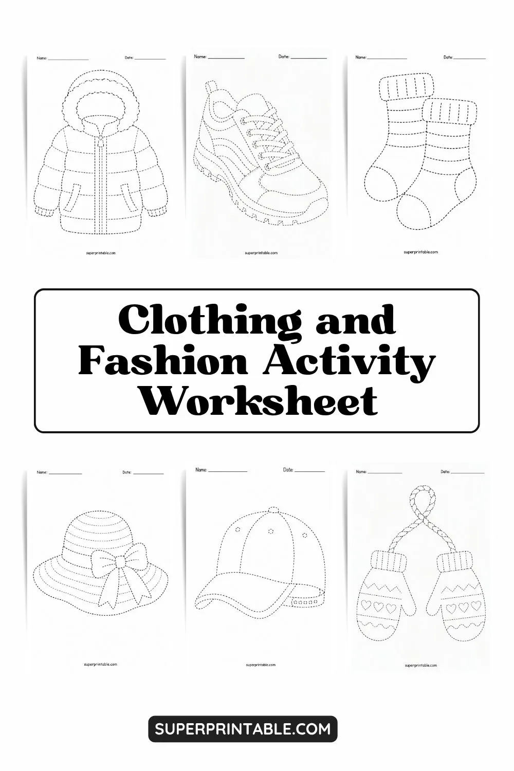 Clothing and Fashion Activity Worksheet Pinterest Image