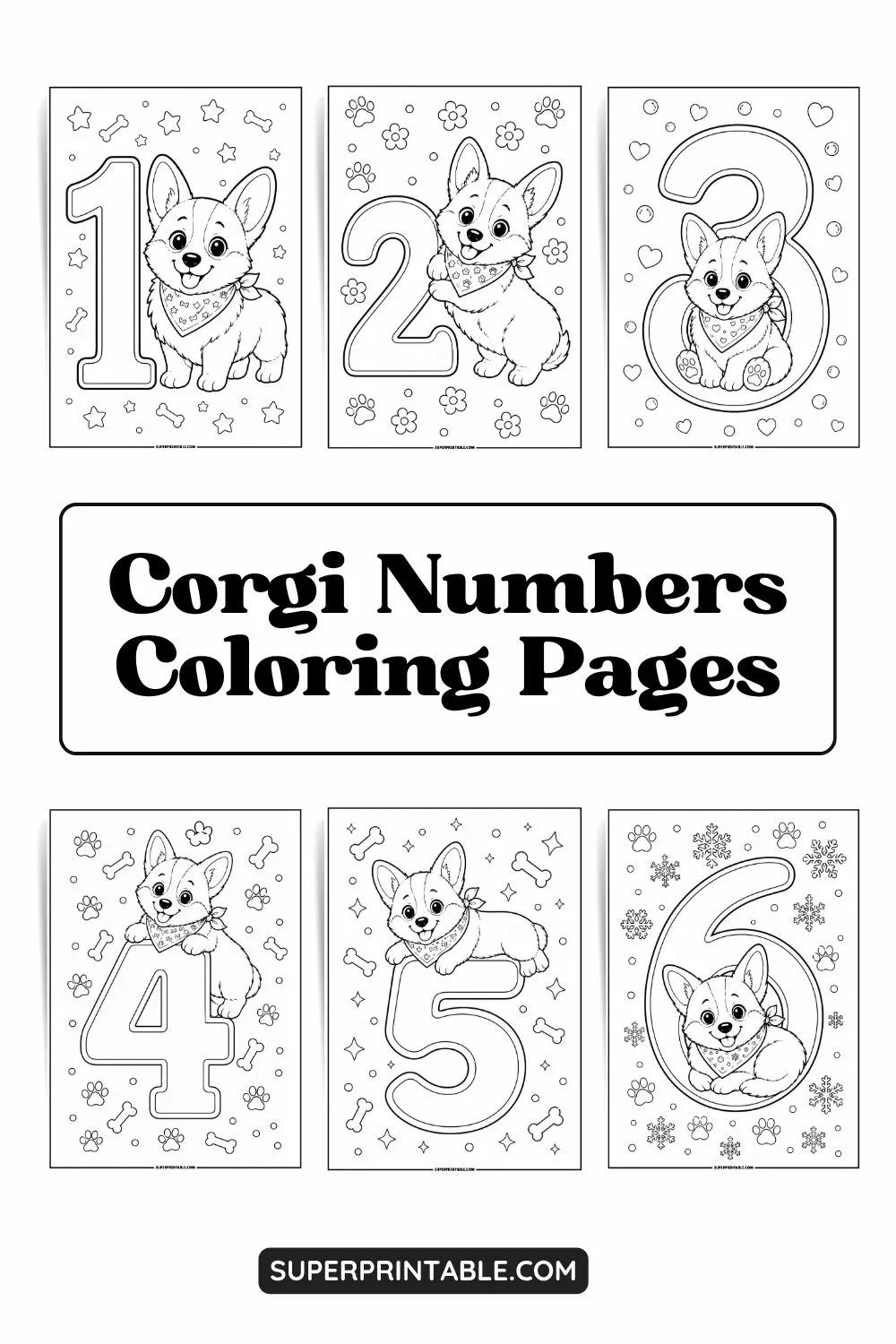 Corgi Numbers Coloring Pages Pinterest Image