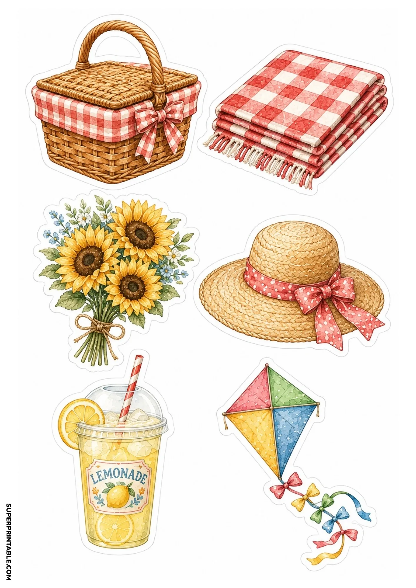 Freshly baked cherry pie stickers alongside judges' award ribbons and vintage recipe cards for county fair crafts
