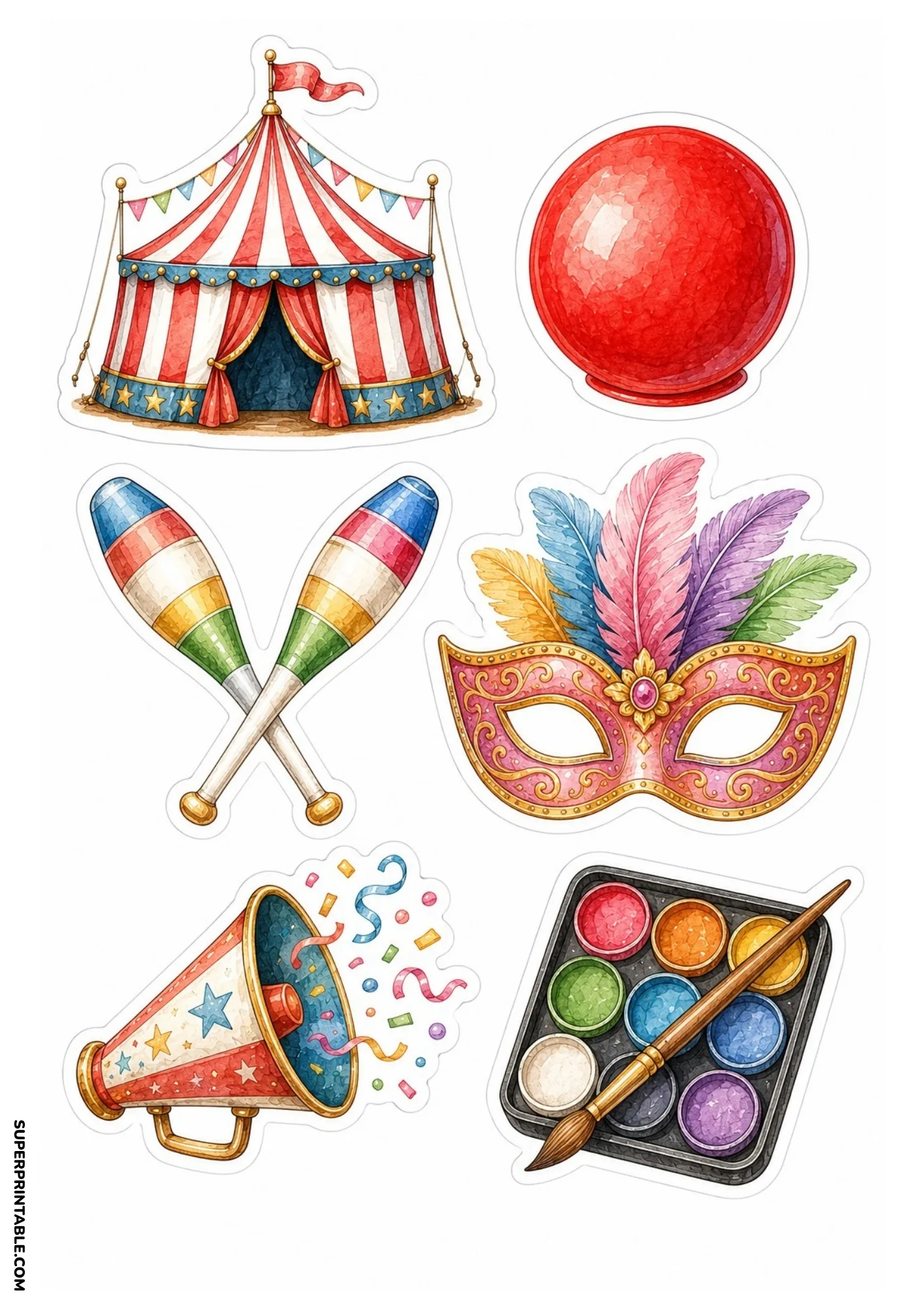 Classic red farm tractor and hay bale sticker designs crafted for scrapbooks and rural summer festival projects