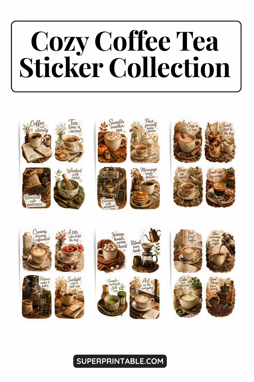 Cozy Coffee Tea Sticker Collection Pinterest Image