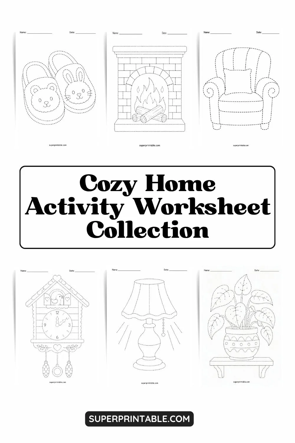 Cozy Home Activity Worksheet Pinterest Image