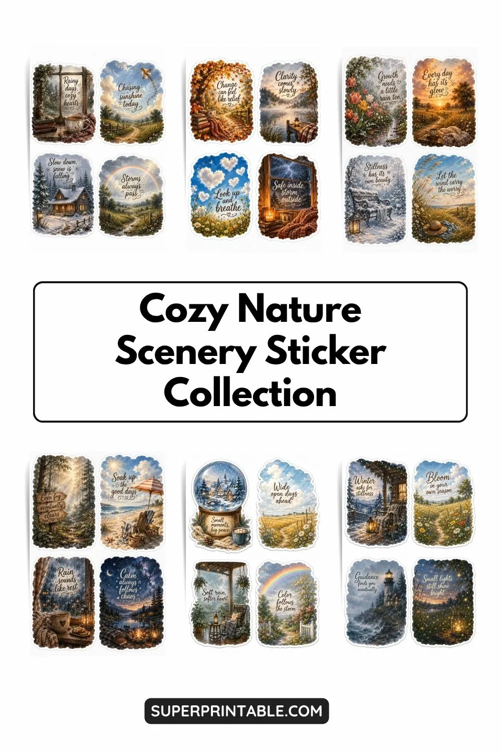 Cozy Nature Scenery Sticker Collection Pinterest Image