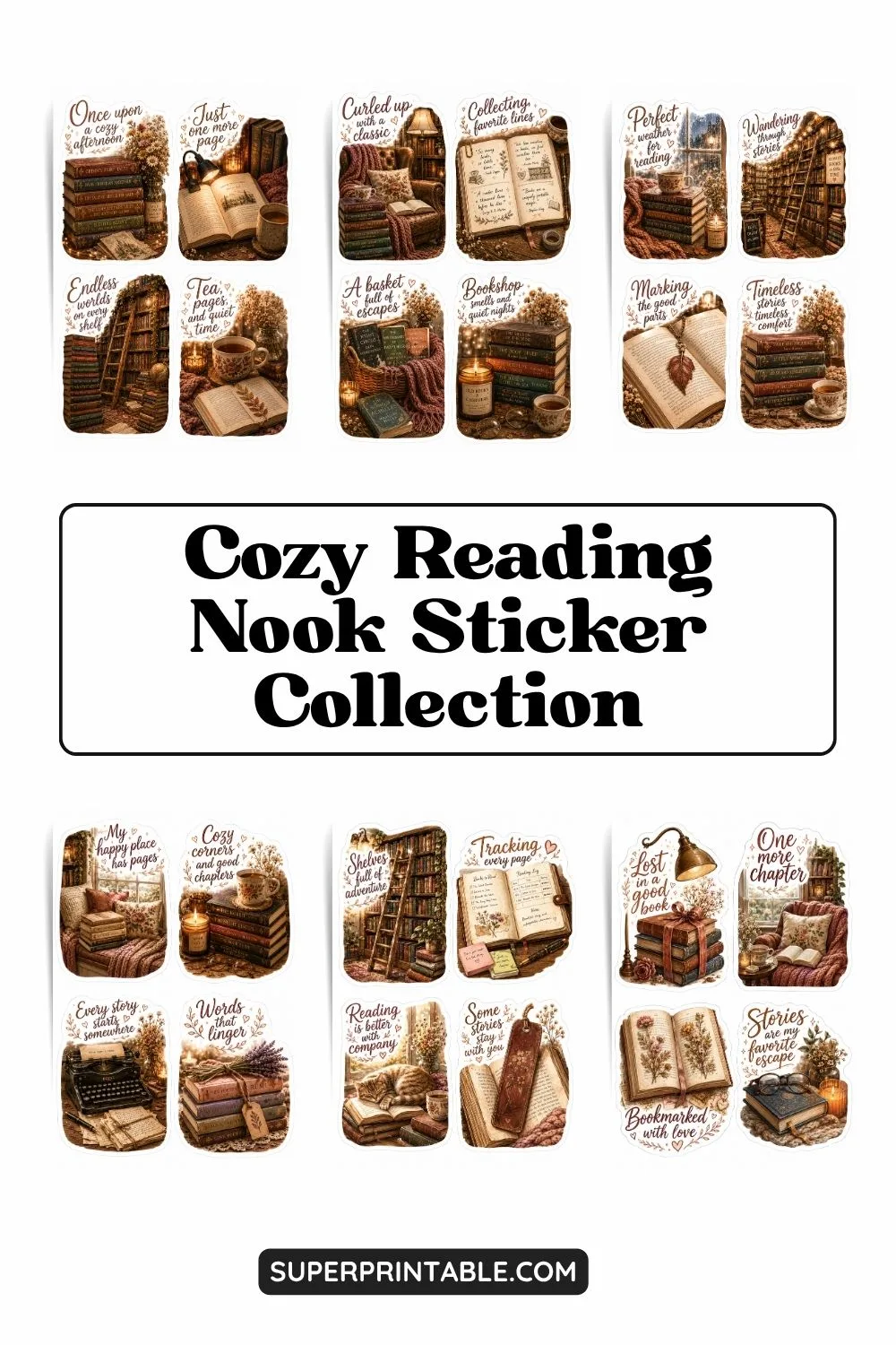 Cozy Reading Nook Sticker Collection Pinterest Image