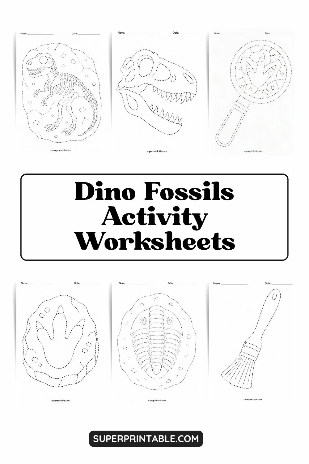 Dino Fossils Activity Worksheets Pinterest Image