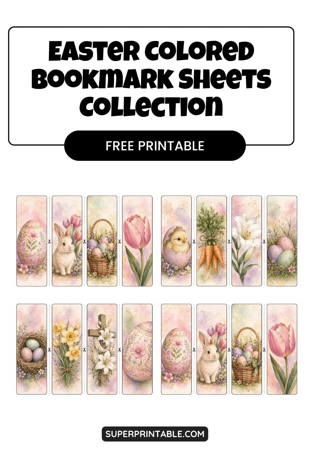 Easter Colored Bookmark Sheets Collection Pinterest Image