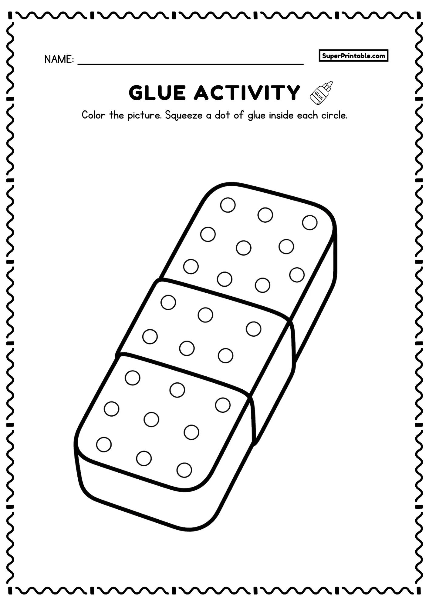Eraser do a dot glue worksheet printable preschool fine motor activity