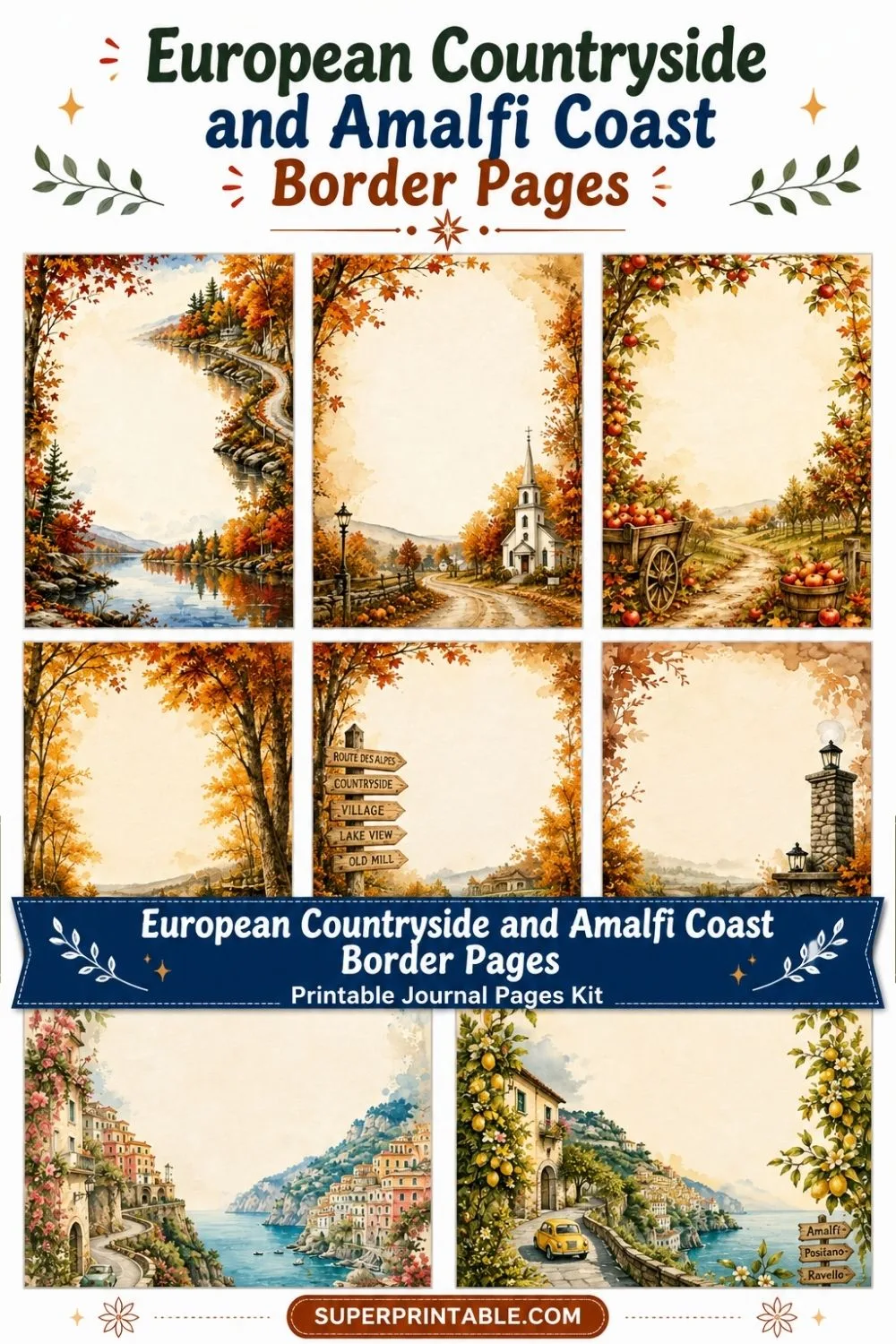 Free European Countryside & Amalfi Coast Border Pages Pinterest Pin