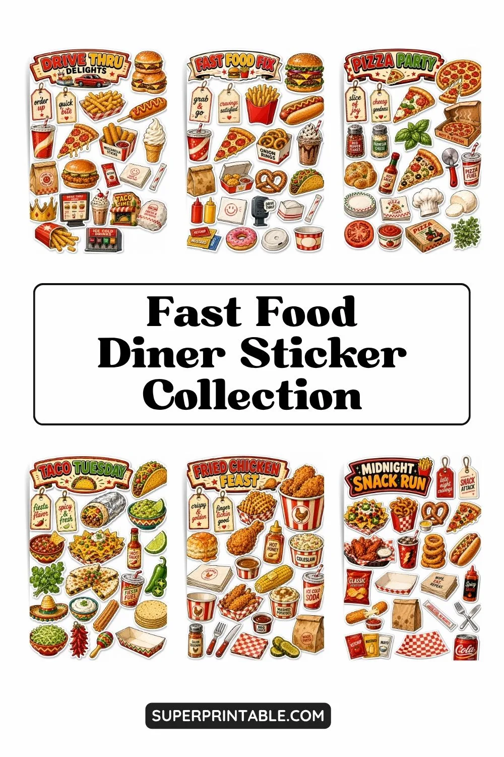 Fast Food Diner Sticker Collection Pinterest Image