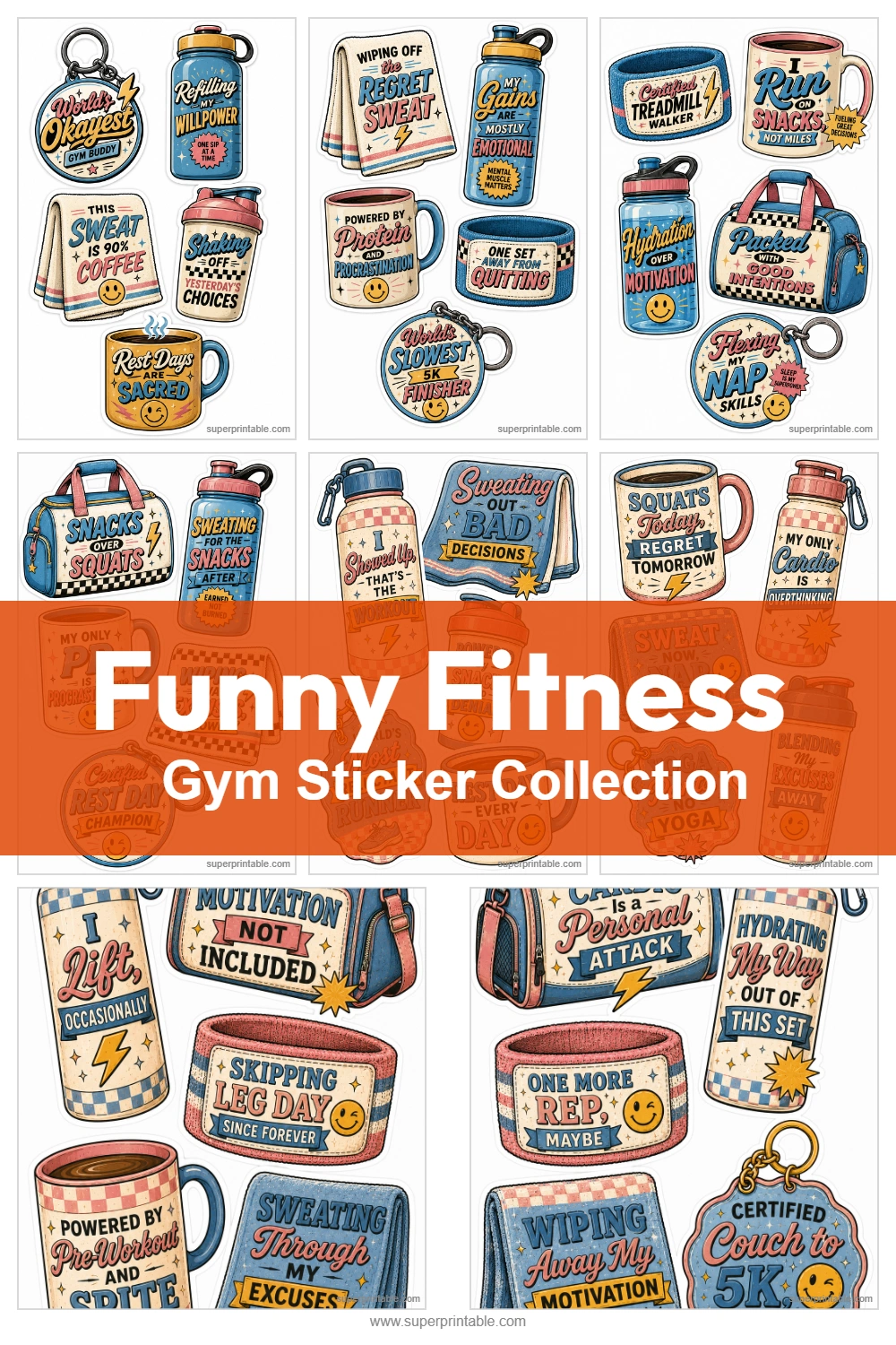 Free Funny Fitness Gym Sticker Collection Pinterest Image
