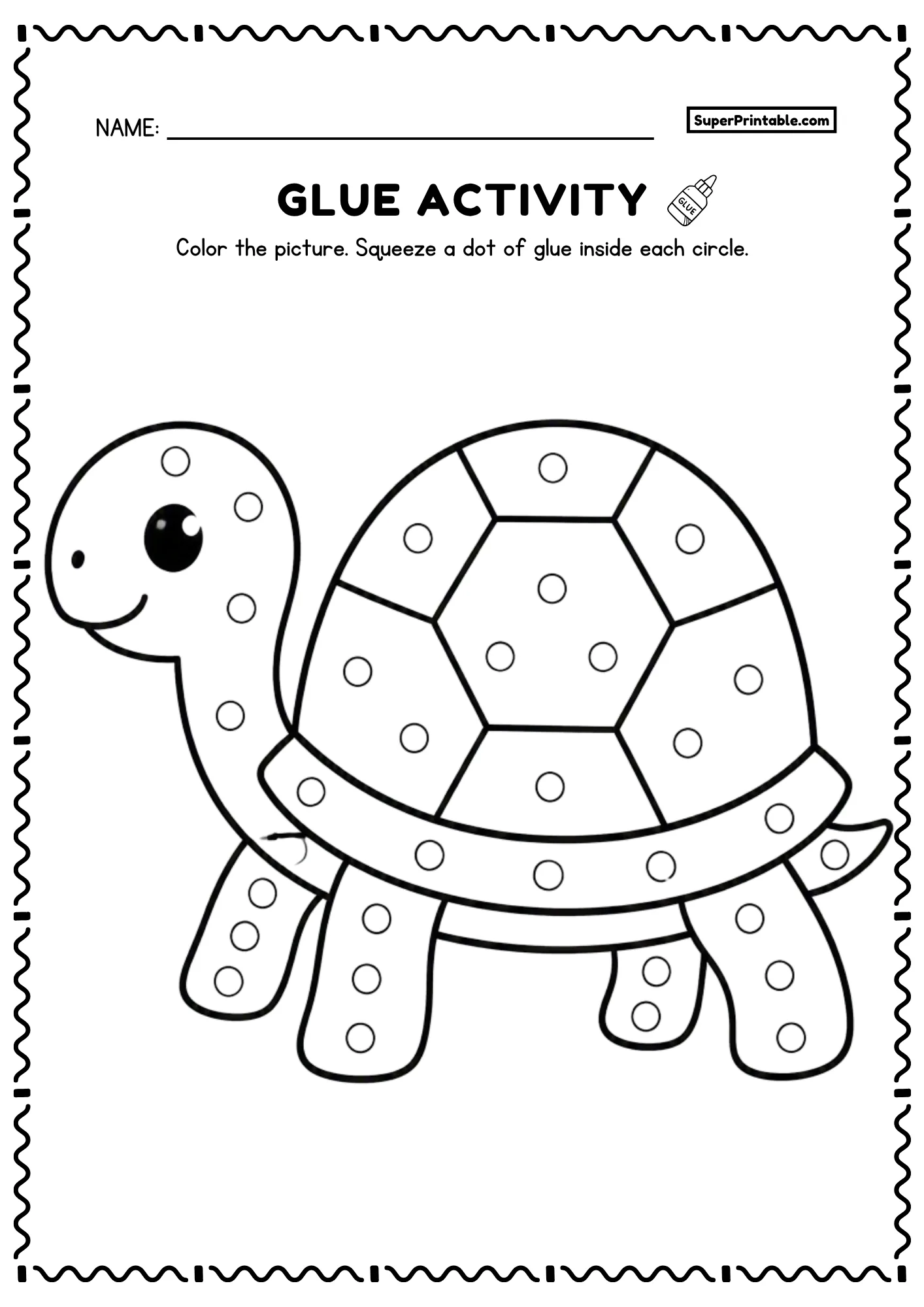 Do A Dot Glue Animals Worksheets turtle printable featuring dot marker circles for kids crafts