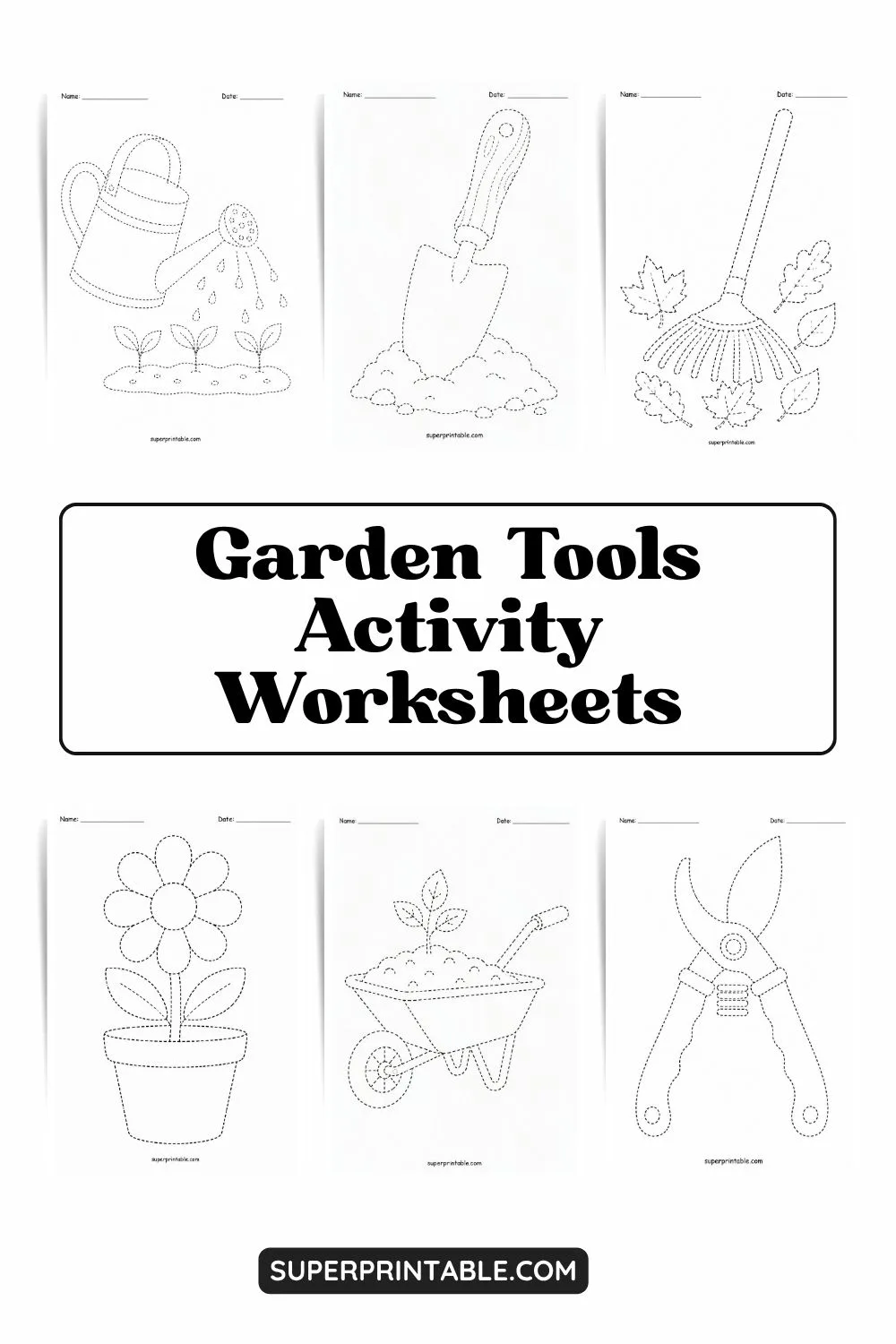 Garden Tools Activity Worksheets Pinterest Image