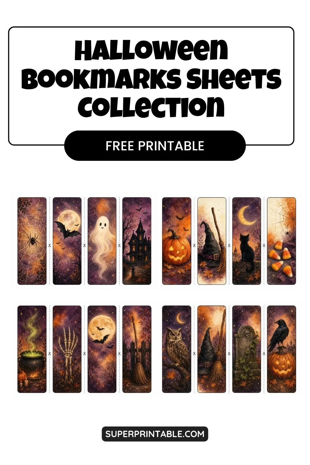 Halloween Bookmarks Sheets Collection Pinterest Image