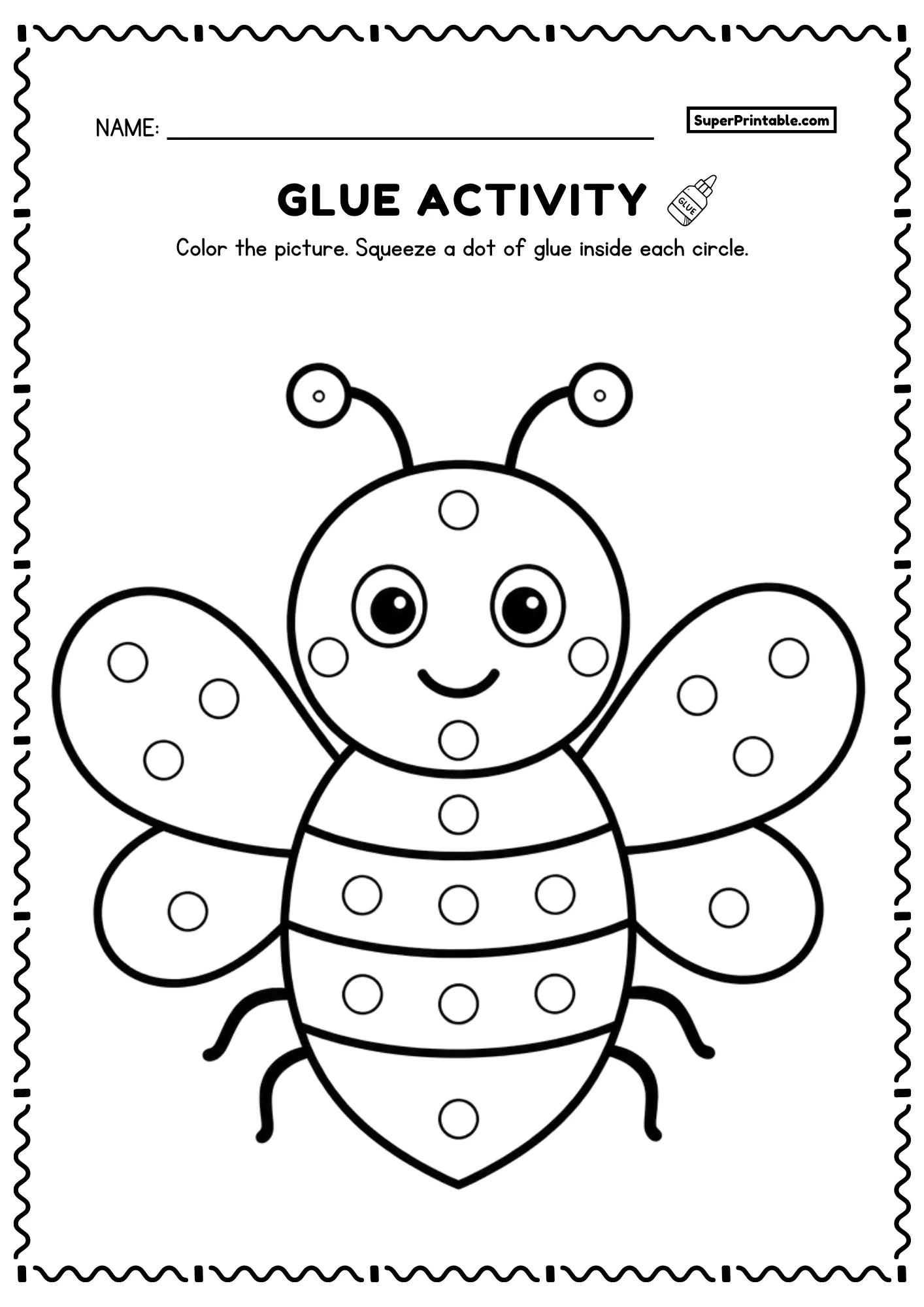 Do A Dot Glue Animals Worksheets bee dot marker printable for preschool fine motor learning