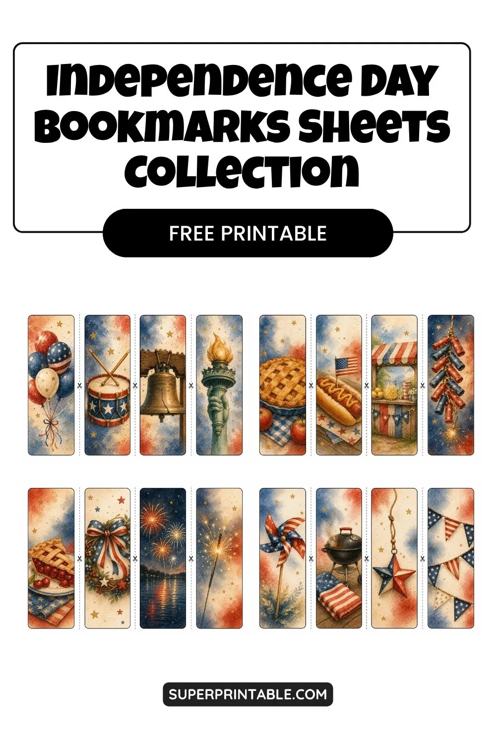 Independence Day Bookmarks Sheets Collection Pinterest Image