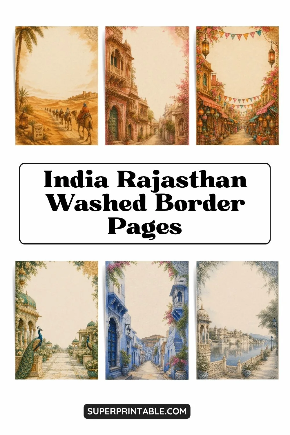India Rajasthan Washed Border Pages Pinterest Image