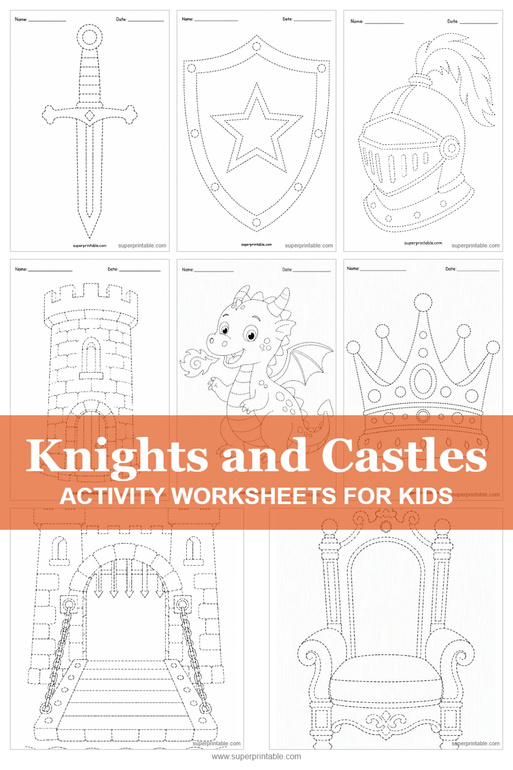 Knights and Castles Activity Worksheets Pinterest Image
