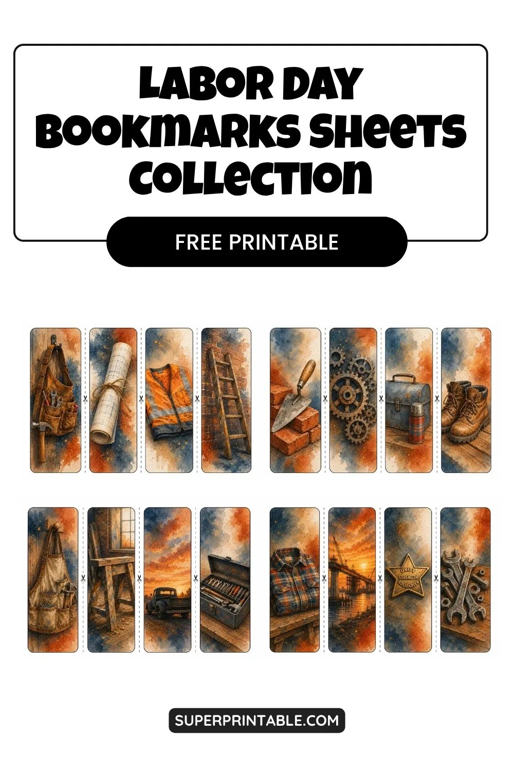 Labor Day Bookmarks Sheets Collection Pinterest Image