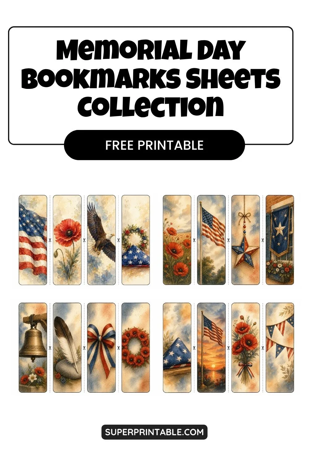 Memorial Day Bookmarks Sheets Collection Pinterest Image