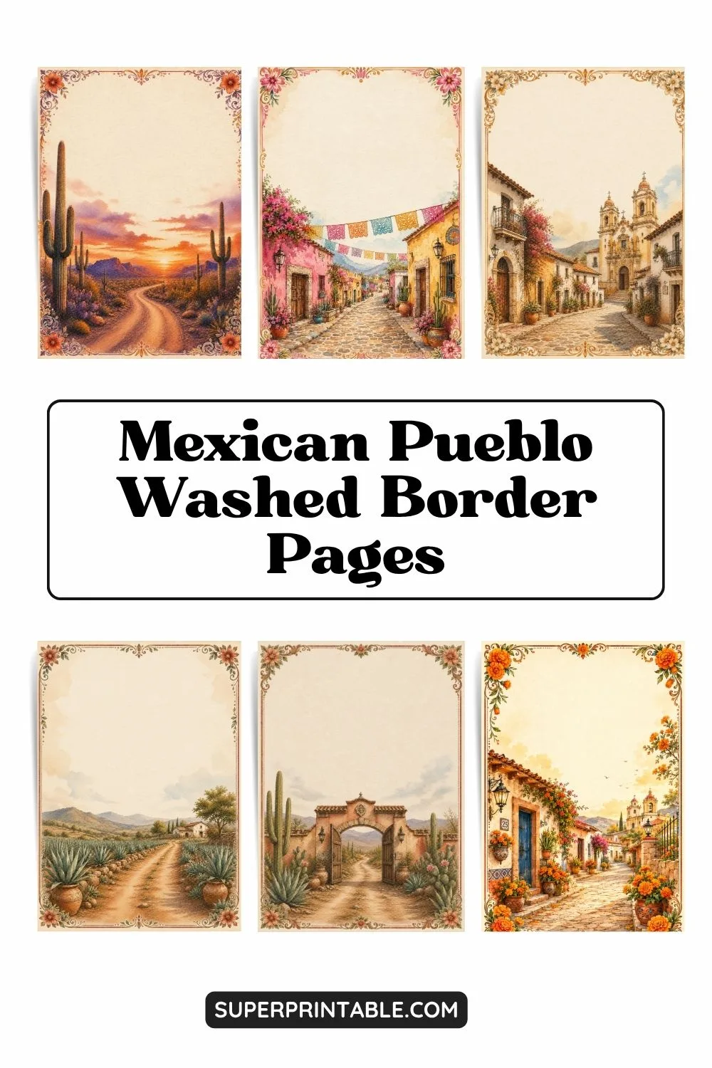 Mexican Pueblo Washed Border Pages Pinterest Image