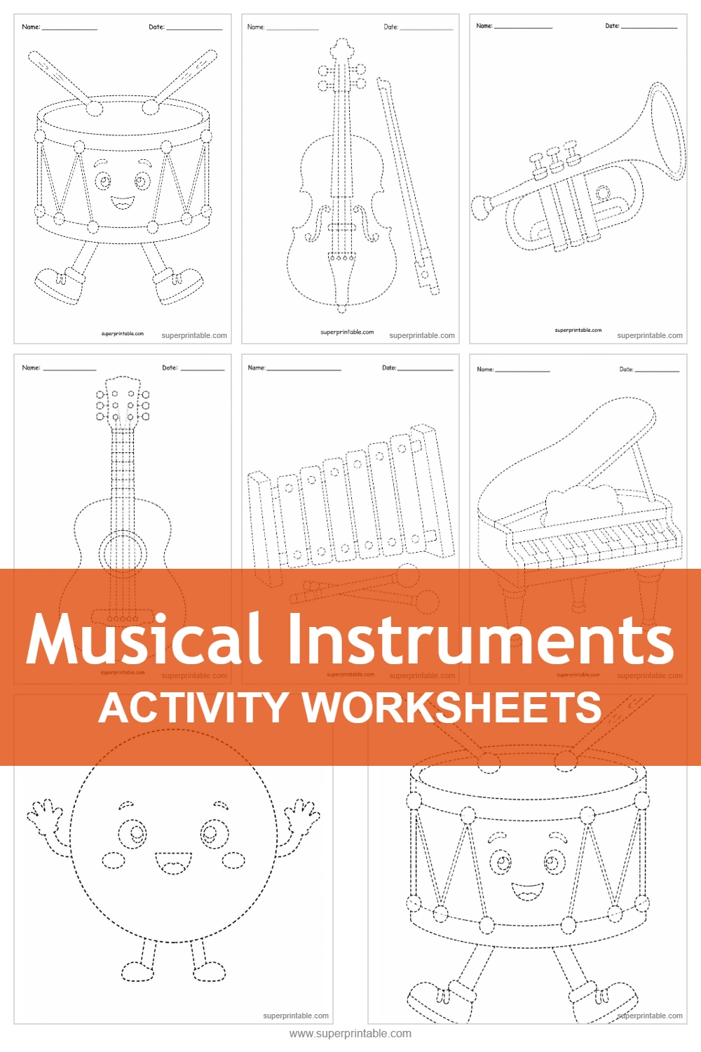 Musical Instruments Activity Worksheets Pinterest Image