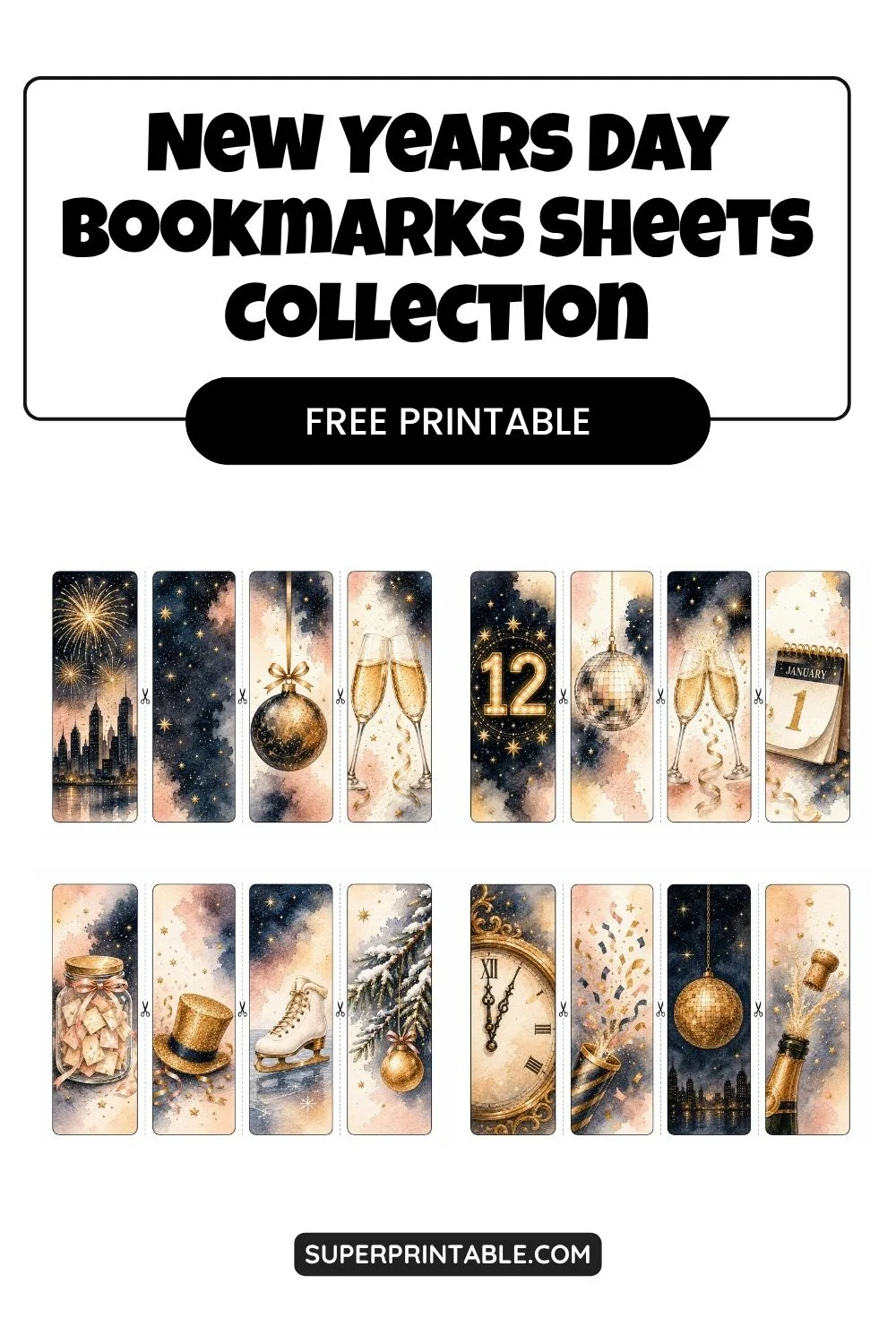 New Years Day Bookmarks Sheets Collection Pinterest Image