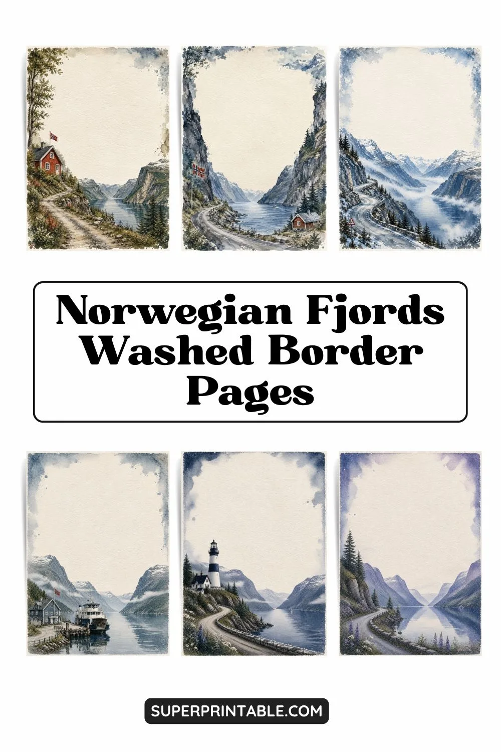 Norwegian Fjords Washed Border Pages Pinterest Image