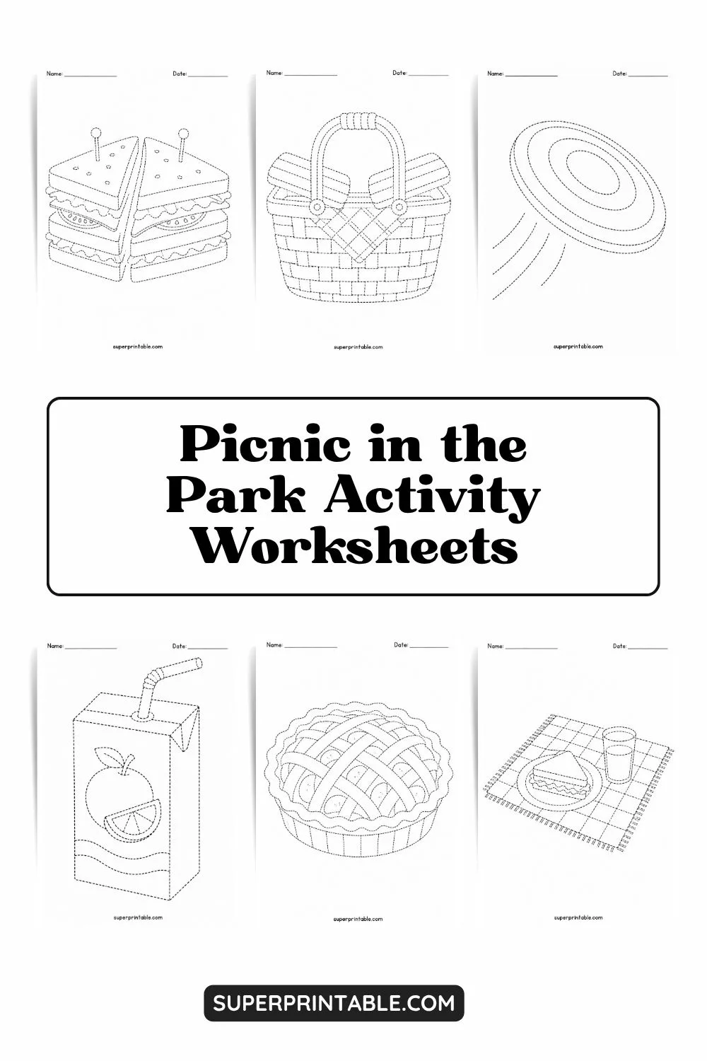 Picnic in the Park Activity Worksheets Pinterest Image
