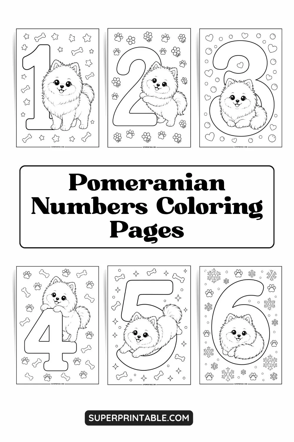 Pomeranian Numbers Coloring Pages Pinterest Image