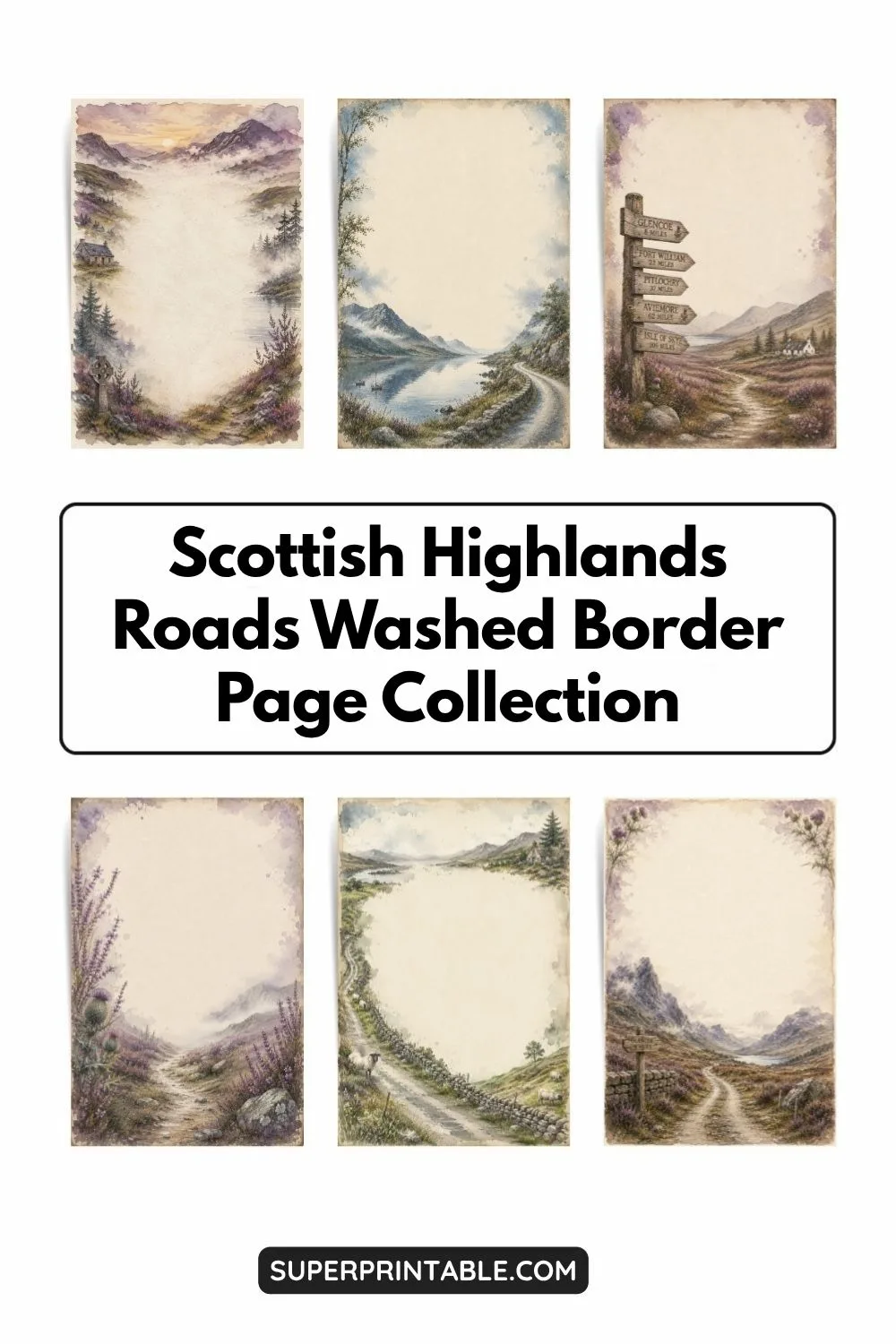 Scottish Highlands Roads Washed Border Page Collection Pinterest Image