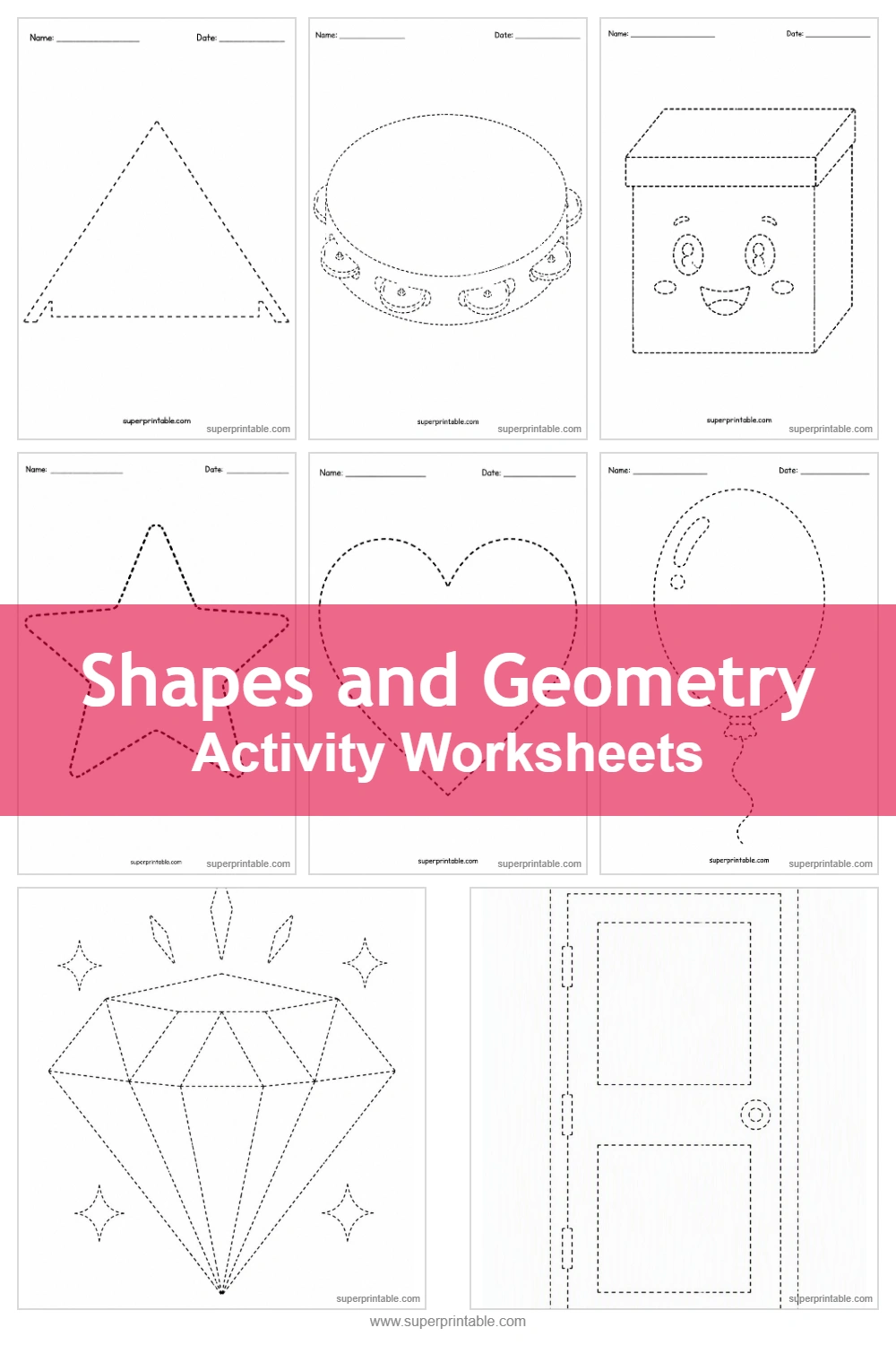 Shapes and Geometry Activity Worksheets Pinterest Image