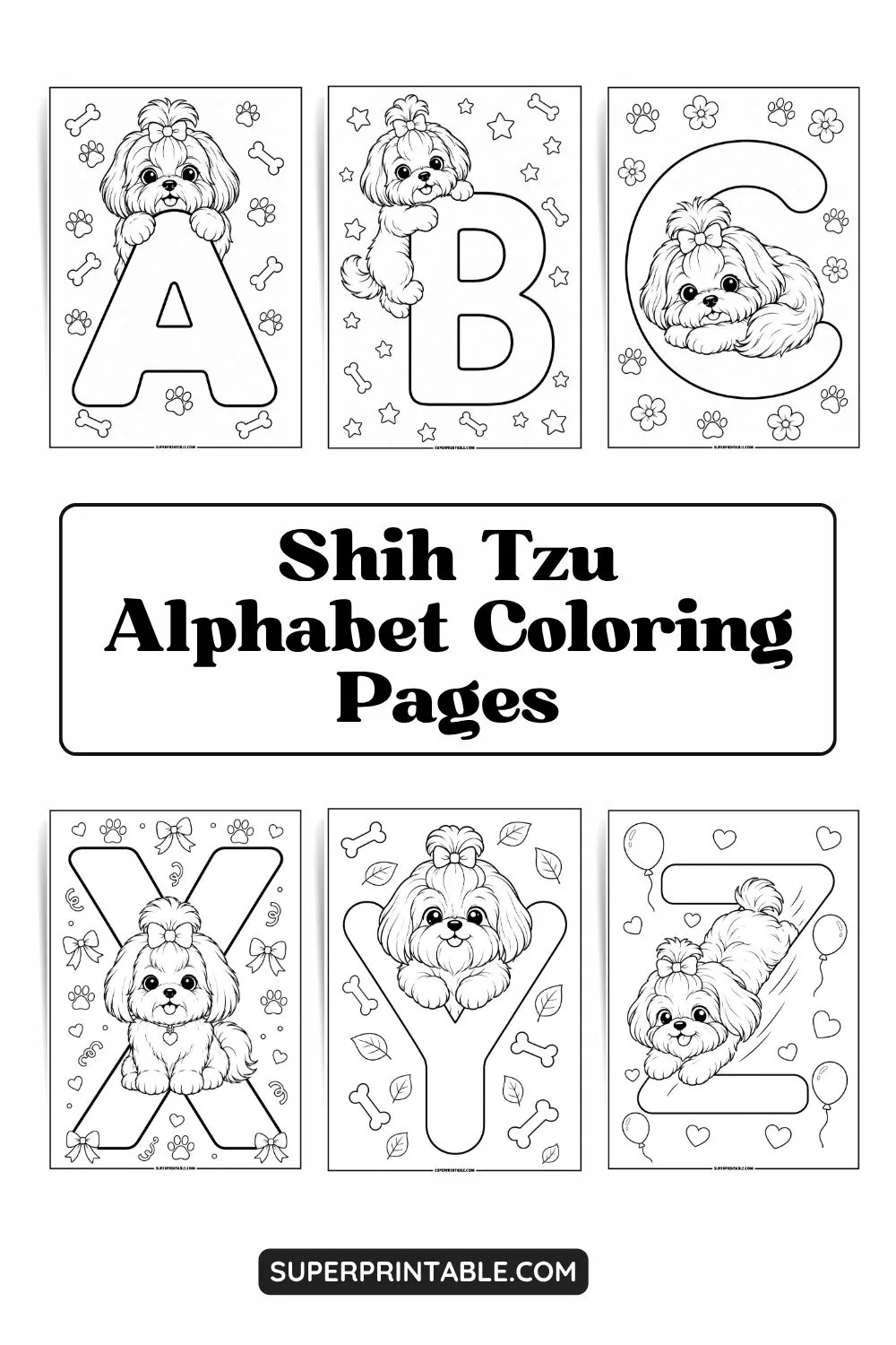 Shih Tzu Alphabet Coloring Pages Pinterest Image