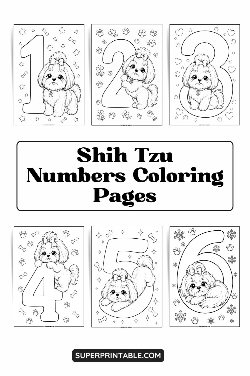 Shih Tzu Numbers Coloring Pages Pinterest Image