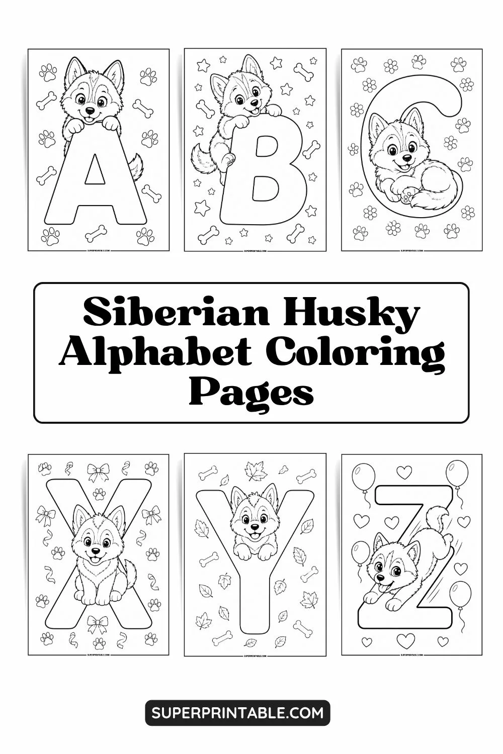 Siberian Husky Alphabet Coloring Pages Pinterest Image